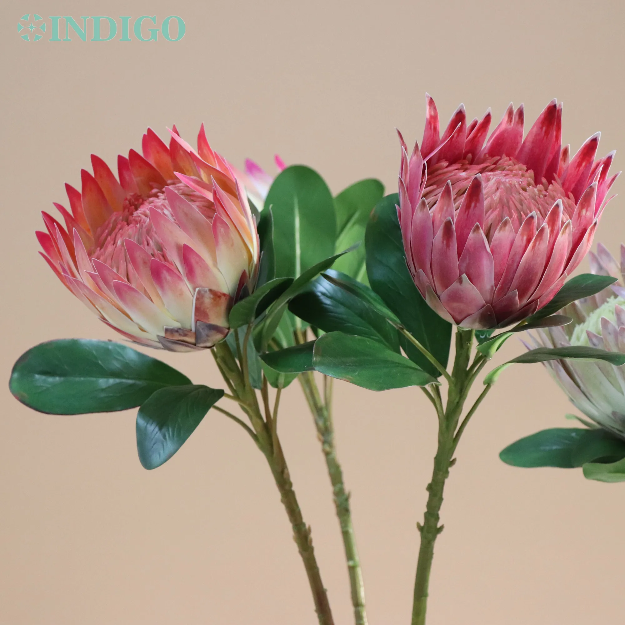 INDIGO-Artificial Flower for Wedding Party, Protea Cynaroides, Large, 13x16cm, Real Touch, Event, Shopwindow Decoration, 3 PCs