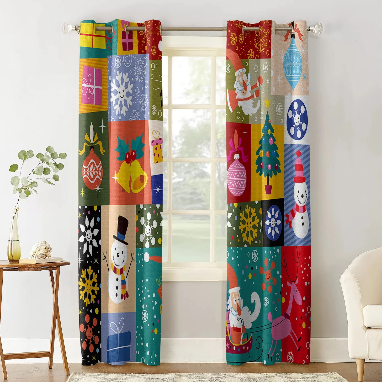 Santa Claus Christmas Blackout Curtains Bedroom Living Room Kitchen Drapes Window Treatments Xmas Navidad Natal Home Decoration