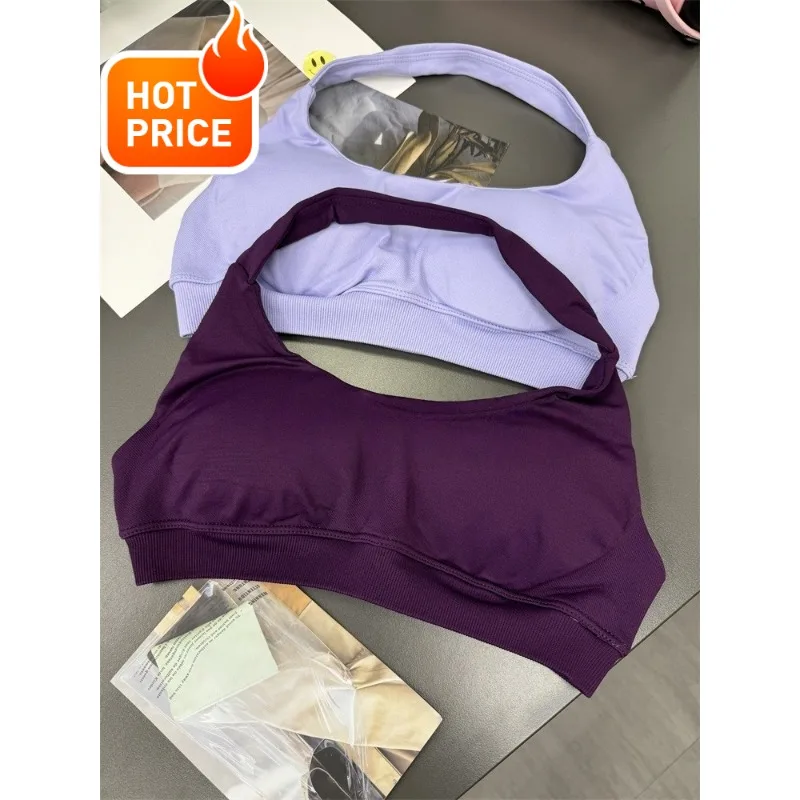 

Thick Neck Sports Bra Women Seamless Halter Bra 2025 Summer Gym Halter Yoga Top Bra Cropped Top Padded Sportswear Running