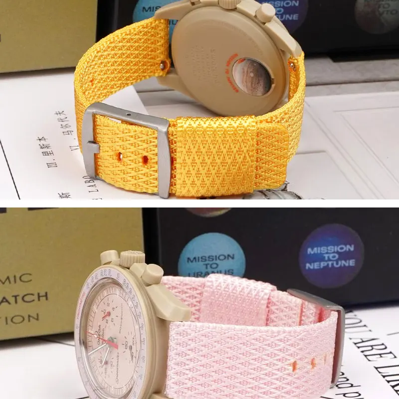 Nylon Dệt Dây Đeo Đồng Hồ Cho Omega MoonSwatch Thay Thế Dây 20Mm Phát Hành Nhanh Đa Năng Băng Cổ Tay Thoáng Khí Đai Phụ Kiện