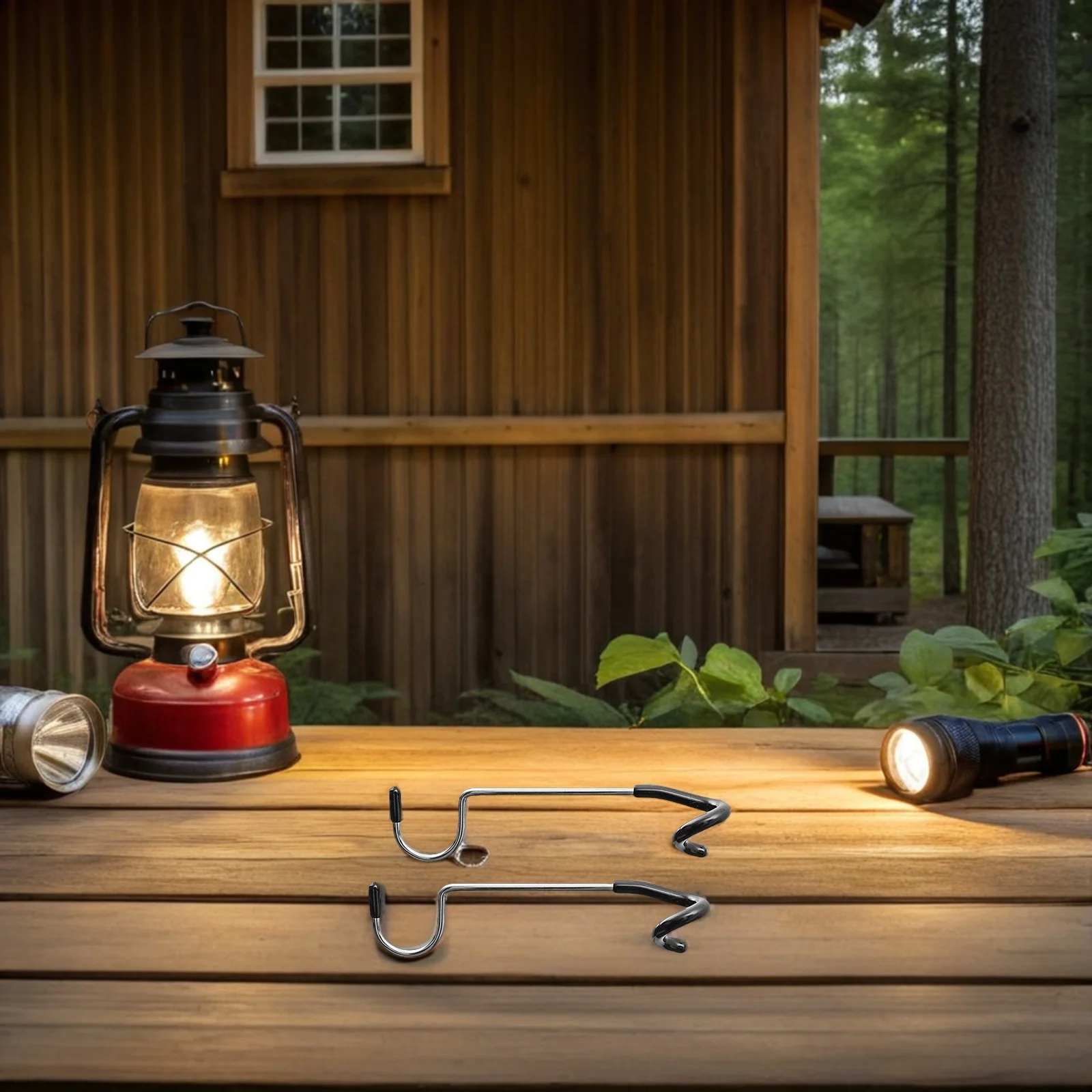 4 قطعة خطافات من الفولاذ المقاوم للصدأ متعددة الاستخدام خطاف عمود إضاءة لفوانيس التخييم والمغامرات الخارجية وتخزين العتاد ودية