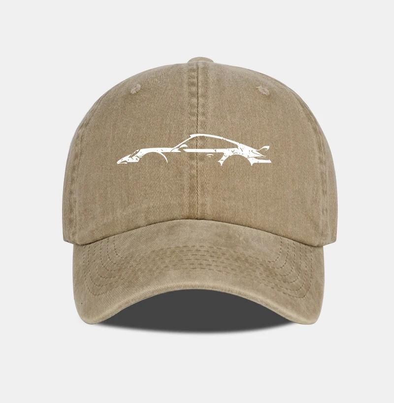 Klassische Sportwagen-Silhouette Baseballkappe für Herren Retro Gewaschene Baumwolle Verstellbare Dad-Mütze Lässiger Automobil-Sonnenhut – Detail 4