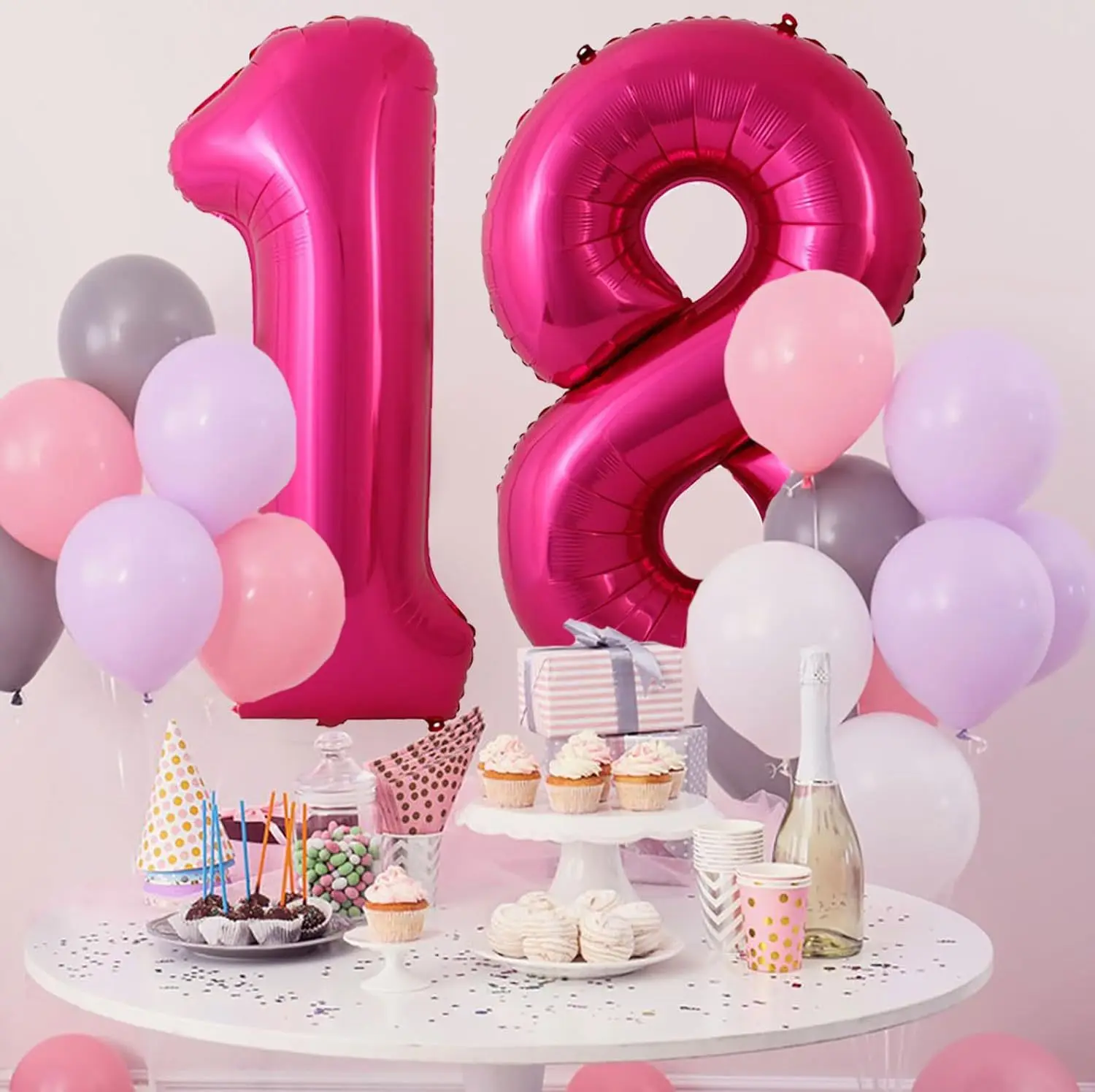 40 Inch Hot Rose Pink Number Balloons  Big Huge Number Foil Helium Balloons Birthday Party Celebration Decoration Large Globos