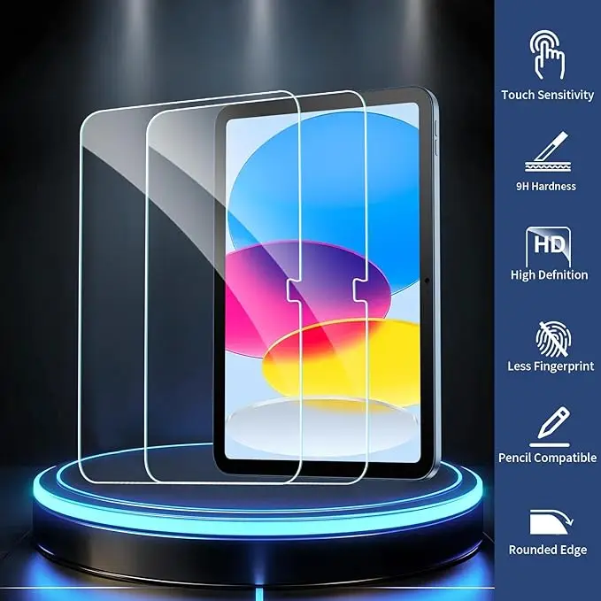 عبوتان من واقي الشاشة لجهاز iPad 11th A16 2025 والجيل العاشر 10.9 بوصة 2022، HD Clear 9H Hardness من الزجاج المقسى Compa
