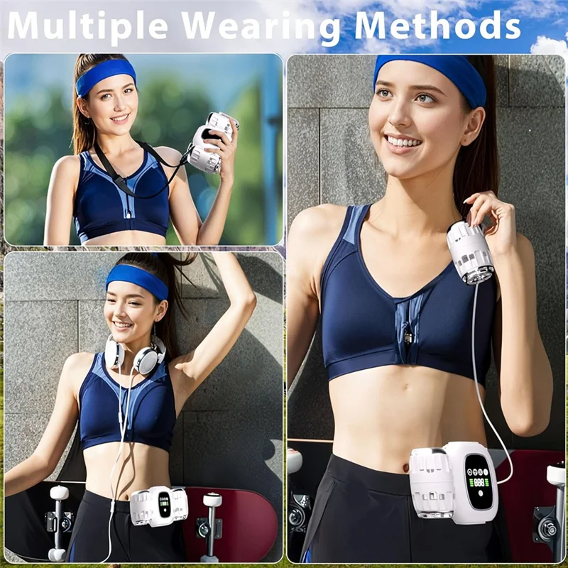 Ventilador de cintura de enfriamiento, ventilador portátil que cuelga la cintura para viajes de acampada, para enfriar acampar al aire libre, negro