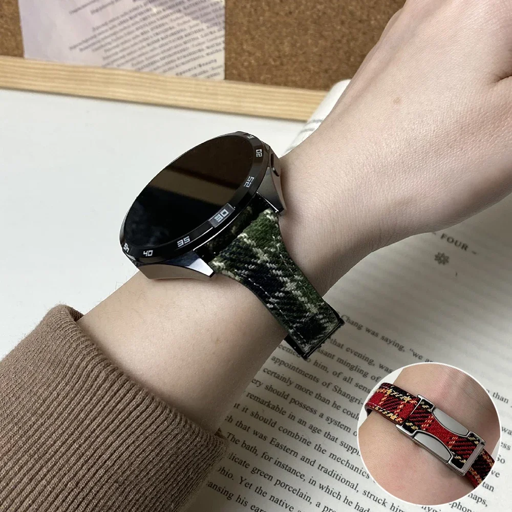 

20mm 22mm Woolen Fabric Band for Huawei Watch GT5/4 46mm Women Leather Strap for Samsung galaxy Watch 7/6/5/4 40mm 44mm Bracelet