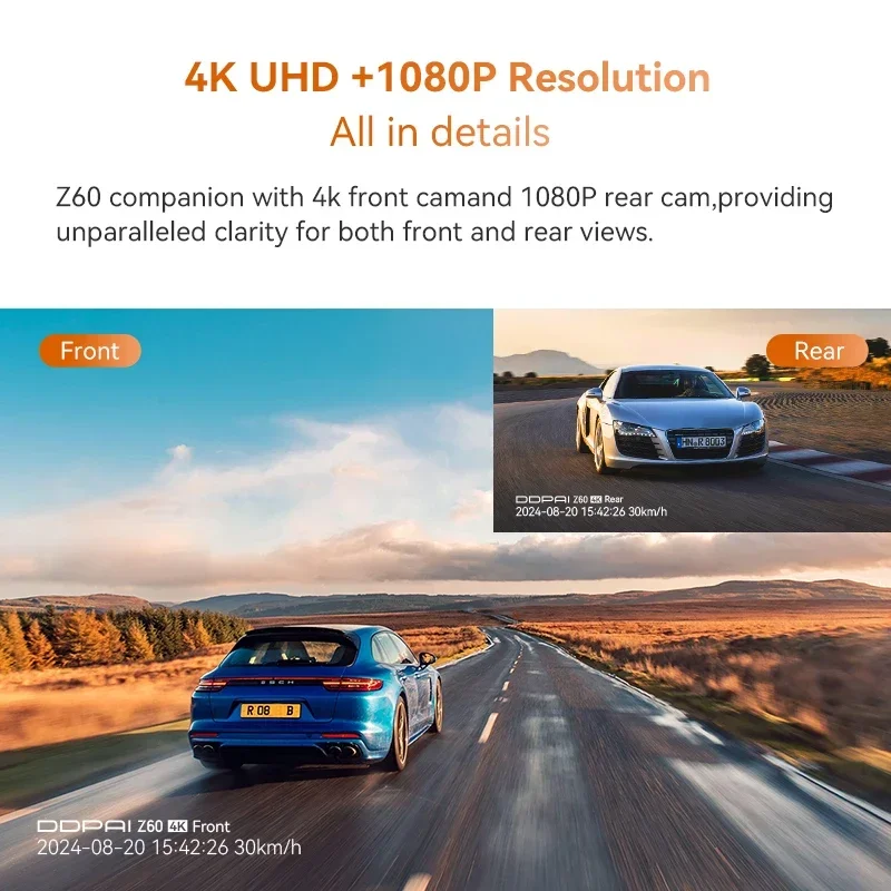 DDPAI Z60 4K+2K+1080P Dashcam Support Rear and Interior with GPS 5GHz WiFi  ADAS NightVIS 2.0 Dash Camera 24H Parking Monitor