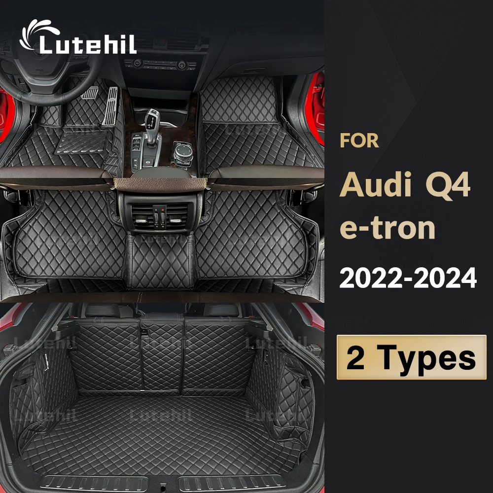 

Lutehil Car Floor Mats For Audi Q4 e-tron 2022 2023 2024 Car Trunk Mat Custom Auto Foot Pads Carpet Cover Interior Accessories