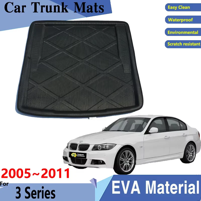 Car Trunk Mat For BMW 3 Series E90 Accessories E92 Sedan Coupe 2005~2011 Trunk Mats Trunk Rear Easy Clean Pads Car Accessories