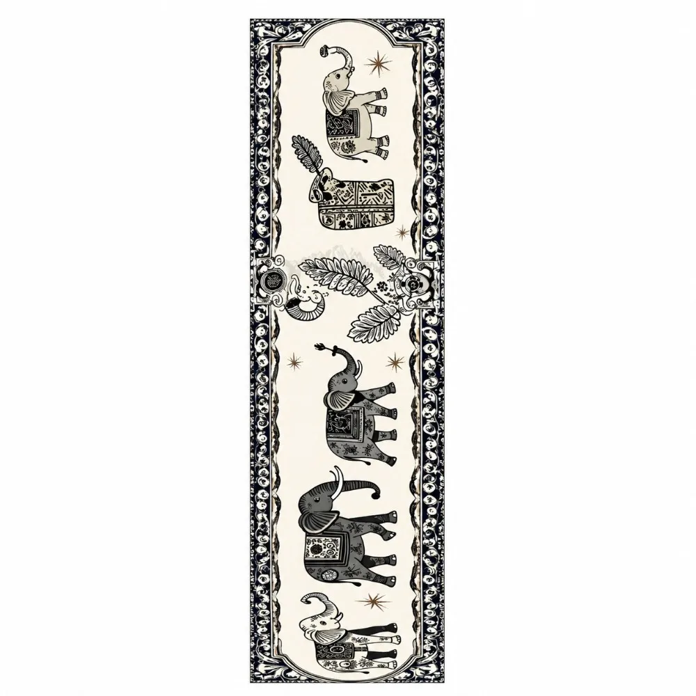 Vintage Flower Printed Table Flag Rectangular Peony Floral Dinning Table Runner Stain-resistant Non-slip Cabinet Cover Towel