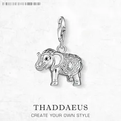 925 Sterling Silver Vintage Elephant Pendant Charm Trendy Women Men Fashion Jewelry Animal Lucky Gift