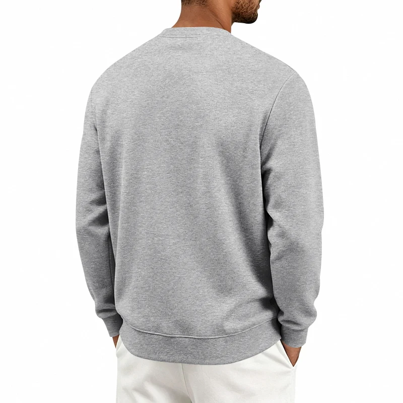 Einteiliger, locker sitzender, klassischer, mit Fleece gefütterter Rundhals-Langarm-Sweatshirt für Herren, warmes, winddichtes, lässiges Winter-Oberteil – Detail 9