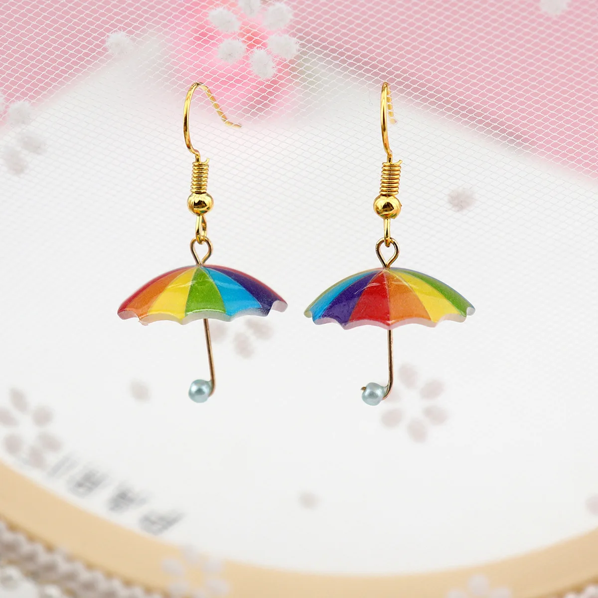 20 Pairs Rainbow Earrings Mini 3D Cute Umbrella Dangle Earring For Women Girl Funny Pendant Jewelry Wholesale