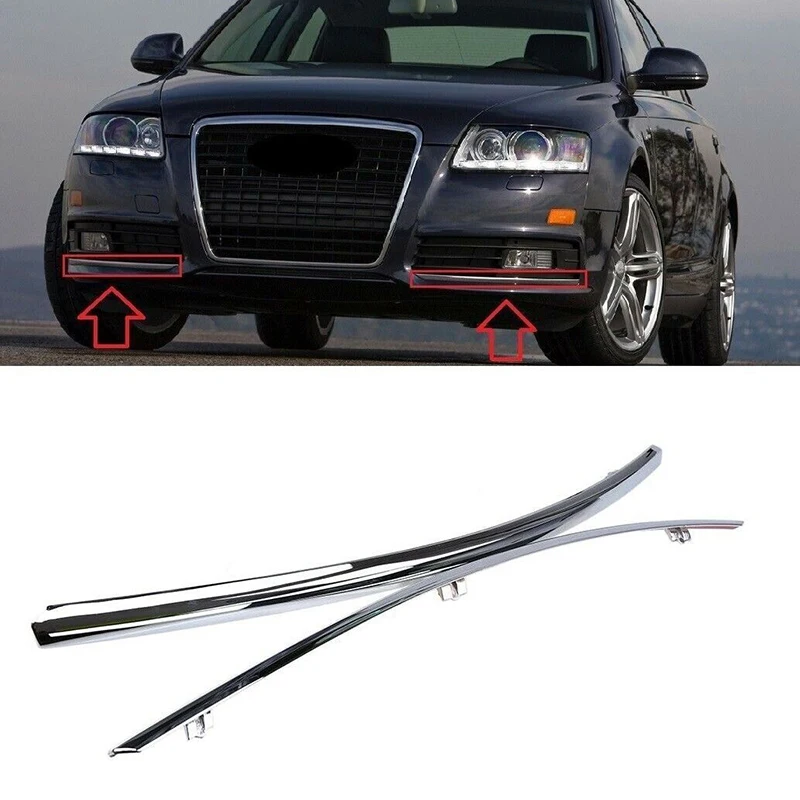 Car Front Bumper Lower Molding Trim Chrome For-Audi A6 C6 2005-2008 4F0853065 4F0853066