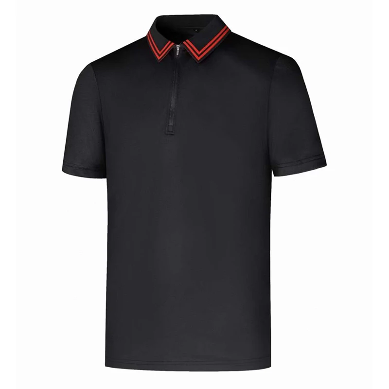 

Spring And Summer New Men's Trademark Free Half Zip Short Sleeved T-Shirt Casual Quick drying POLO Top Golf Outdoor Sports Shirt