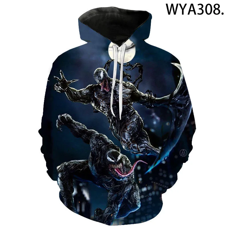 Miniso Venom Spring Fall Hoodies Casual Men Women Children Fashion Sweatshirts 3D Printed Streetwear Boy Girl Kids Cool Coat