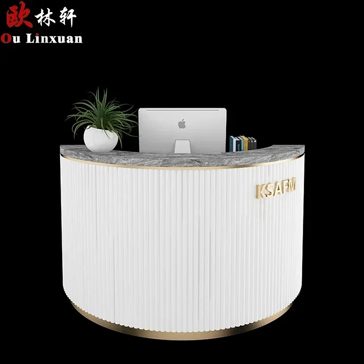 

Clothing Store Cashier Curved Bar Barber Shop Paint Reception Desk Beauty Salon Small Front Desk