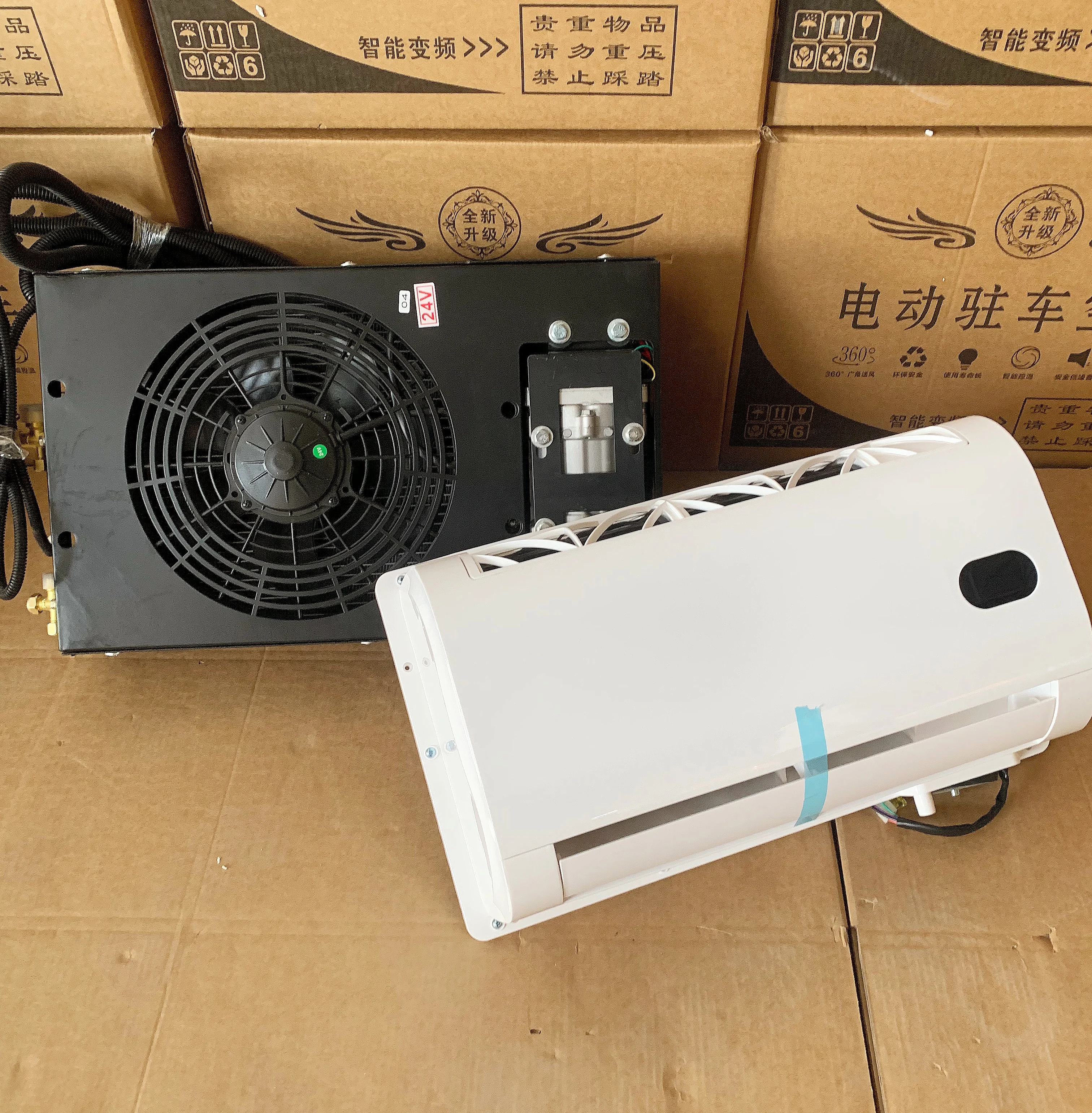 Trailer Mounted RV Air Conditioning Unit with 12V Inverter & 1000W Compressor New for 24V Vehicle Modification