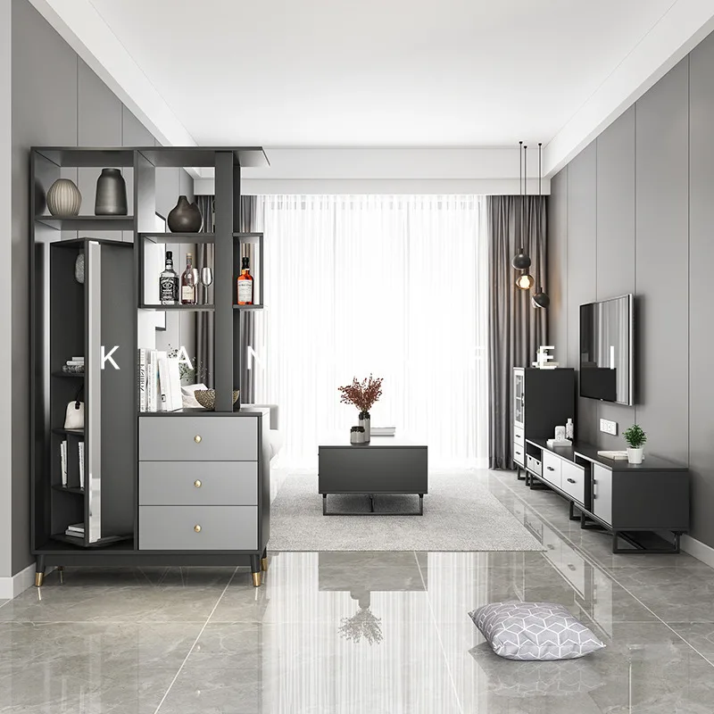 

Modern light luxury door-to-door, screen door cabinet integrated against the wall, simple wine cabinet, shoedouble-sided