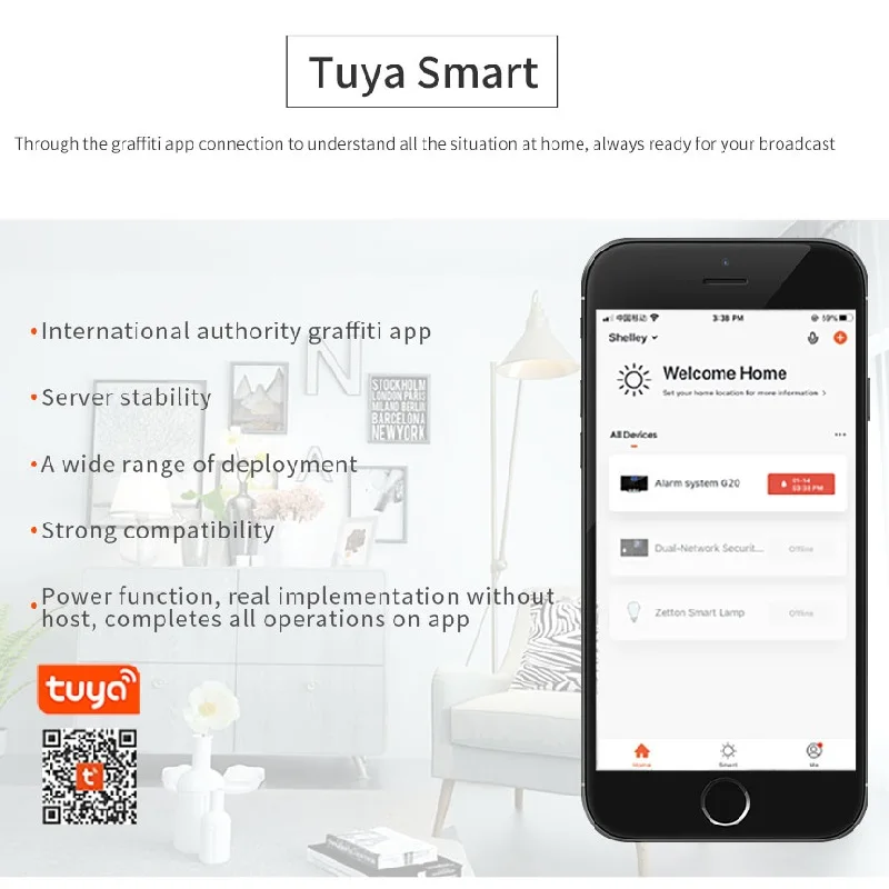 TUGARD WiFi sistema di allarme di sicurezza Kit sistema di sicurezza domestica con sensore di allarmi antifurto ignifugo Wireless per Tuya Smart Home