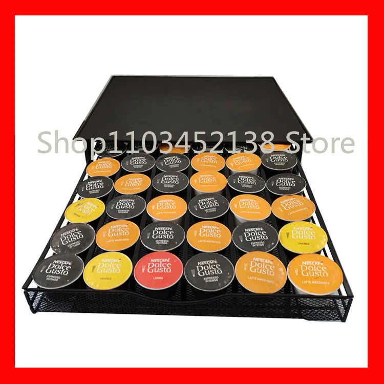 Coffee Capsule Storage Box, Drawer Type 36 Docle Gusto Black Silver Qukusi Coffee Capsule Rack