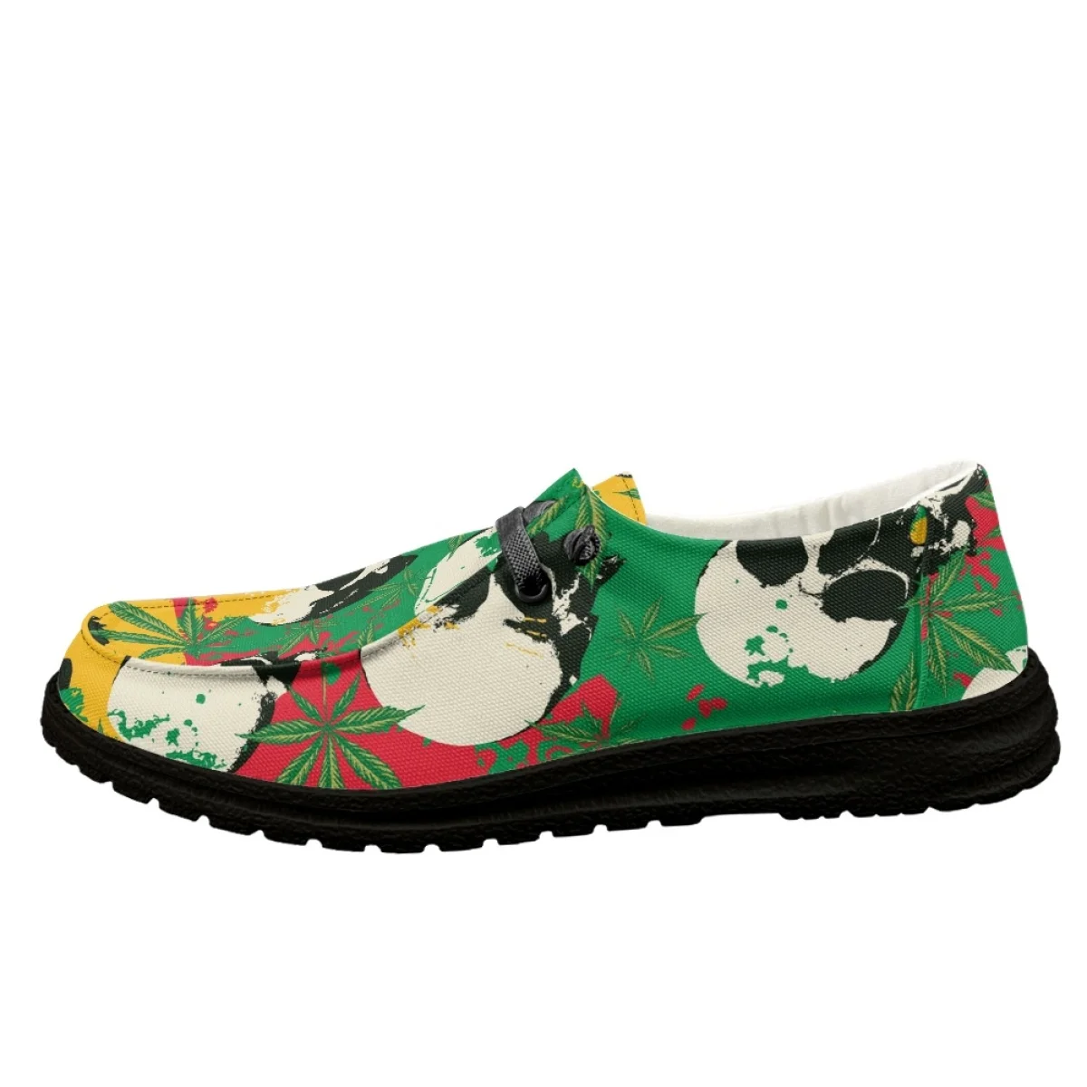 INSTANTARTS Gothic Skull Print Women's Flat Shoes Reggae Weed Leave Design High Quality Fabric Round Head Casual Fashion Loafers