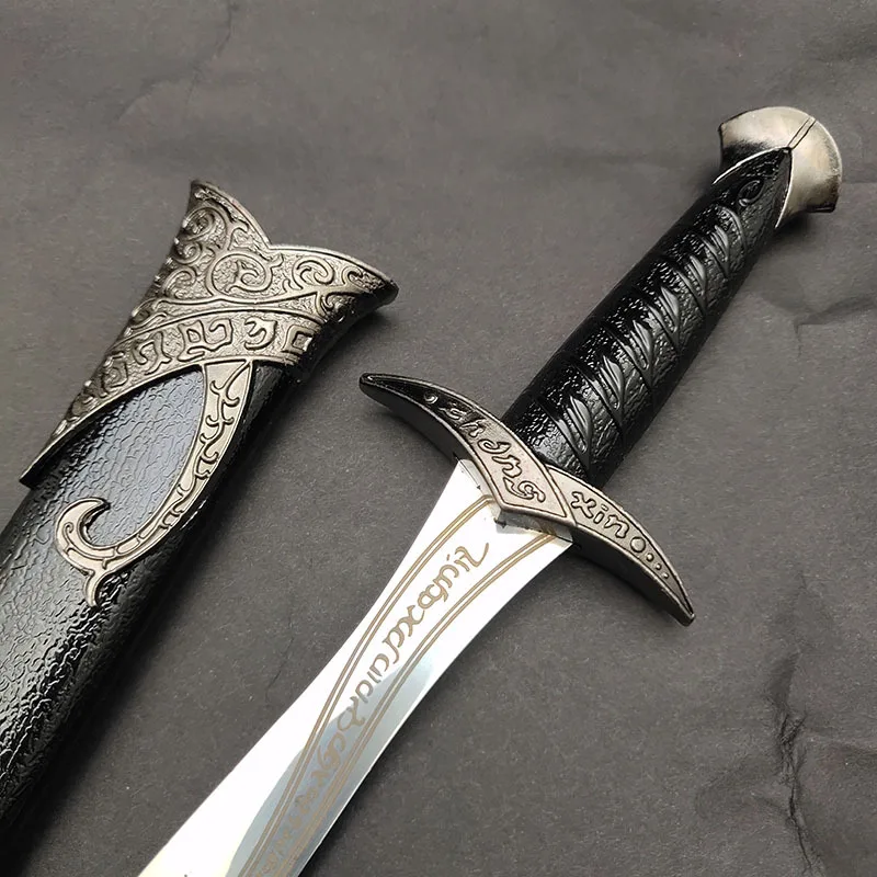 ดาบสั้นขนาด 28 ซม./11.02 นิ้ว พร้อมปลอกดาบ อุปกรณ์เสริมสำหรับเกม คอสเพลย์ฟรอโด อาวุธจำลอง ของเล่นสะสม ของขวัญวันเกิด