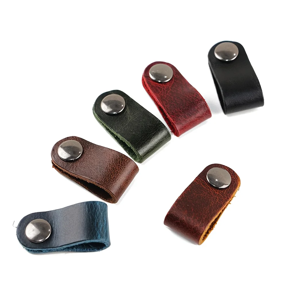 10pcs Faux Leather Data Cable Earphone Cable Faux Leather Tie, Without Battery, for Cable