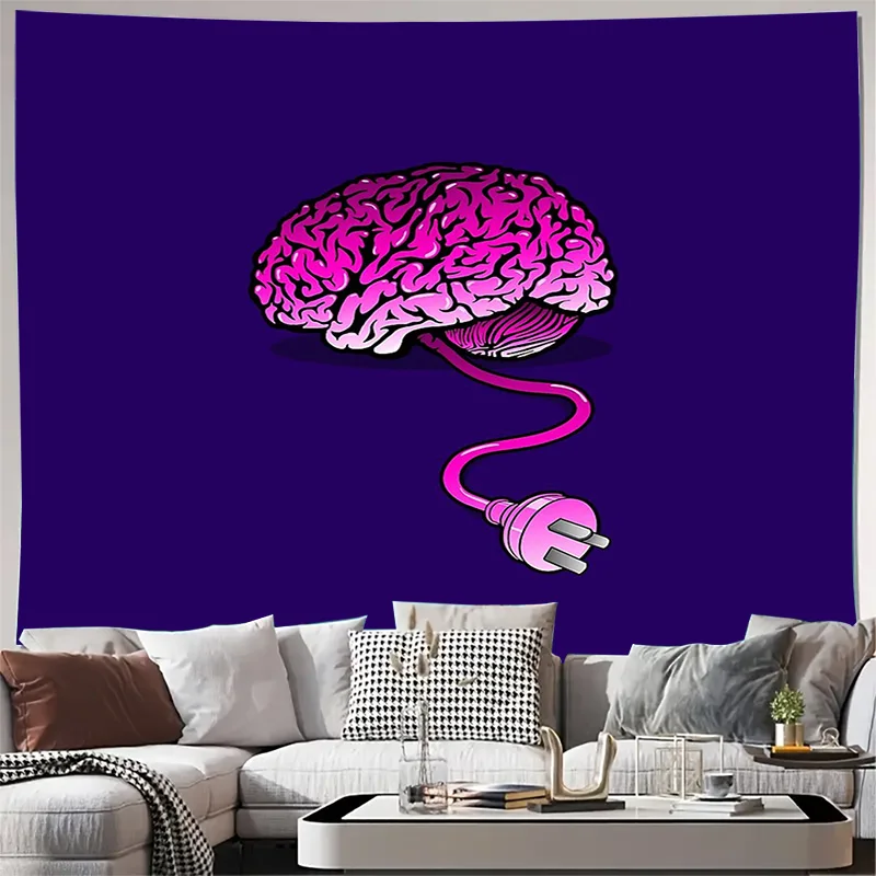 Brain Tapestry Wall Hanging Psychedelic Art Home Decor Trippy Room Aesthetic Vaporwave Gothic Wall Art Tapestry Gift