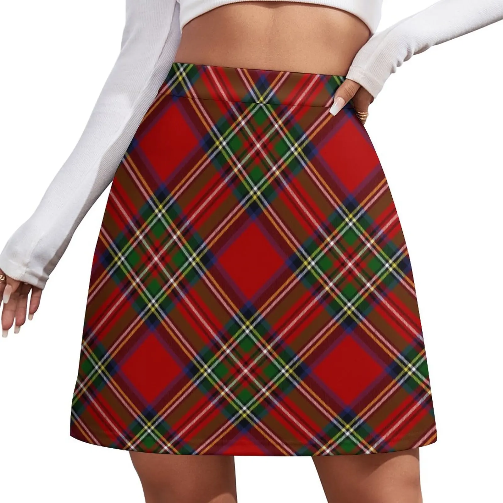 Royal Stewart Tartan Cross Plaid Mini Skirt mini denim skirt Woman skirt Dresses