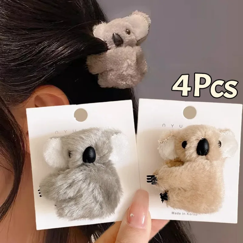 Creative Plush Koala Hairpins Barrettes Cartoon Koala Hair Claw Side Bangs Clip Women Girls Cute Hair Clips Accessories