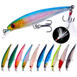 HENGJIA 5/10PCS Fishing Lure set  6.7g 9cm Minnow Wobblers Hard Bait Feather Hook Isca Artificial bait pesca Carp Fishing Tackle
