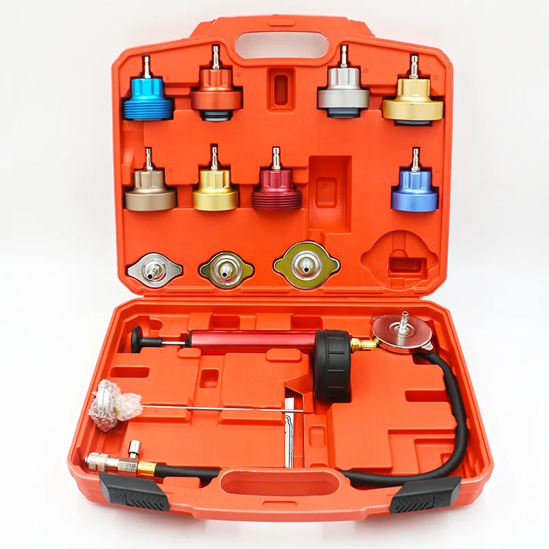 

14pcs Automotive Cooling System Tester Radiator Pump Pressure Leak Tester Gauge Tool Kit