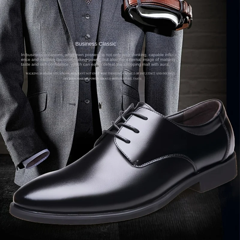 

Solid Dress Shoes With Microfiber Uppers, Breathable Wear-resistant Non Slip Lace-up Shoes For Business Office