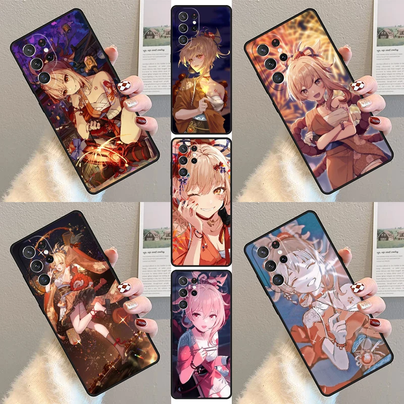 Yoimiya Genshin تأثير جراب هاتف لسامسونج غالاكسي S23 S21 S20 FE S24 S25 S22 الترا نوت 10 20 زائد غطاء سيليكون #1