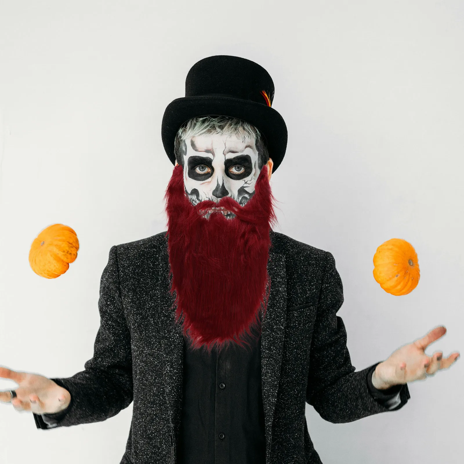 Costume de fausse barbe réaliste bordeaux 40Cm, pour Halloween, noël, Pirate, cheveux du visage, accessoire de fête pour hommes