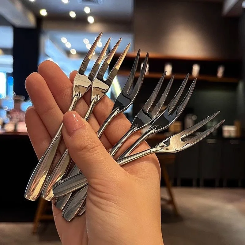 Fruit Fork Fruit Stick Stainless Steel Easy To Use Durable Cake Dim Sum Dessert Moon Cake Fork