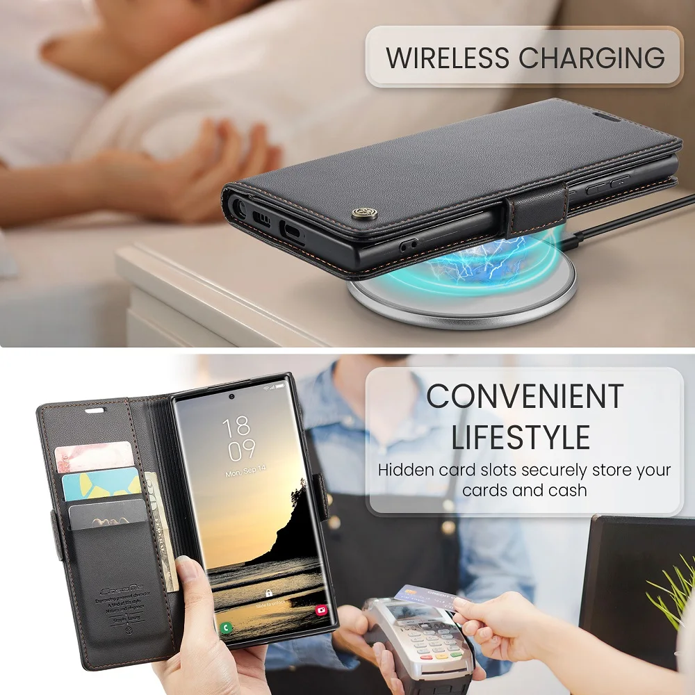 Magnetic Flip Cover Leather Card Holder Wallet For Samsung Galaxy S26 S25 FE S24 Ultra Plus A56 A16 Case RFID Protection Funda