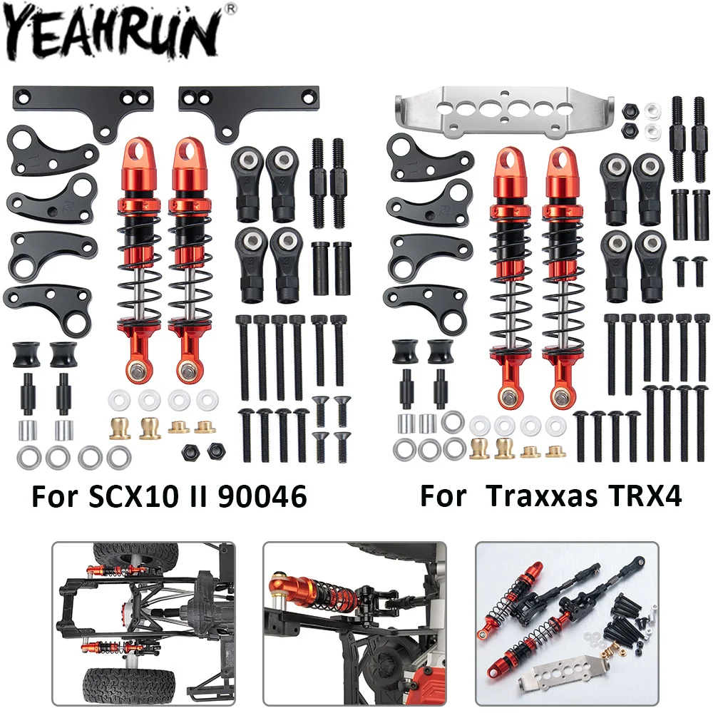 YEAHRUN RC Car Cantilever Kit Metal Suspension Shock for 1/10 RC Crawler Axial SCX10 90046 TRX4 Bronco Upgrade Parts