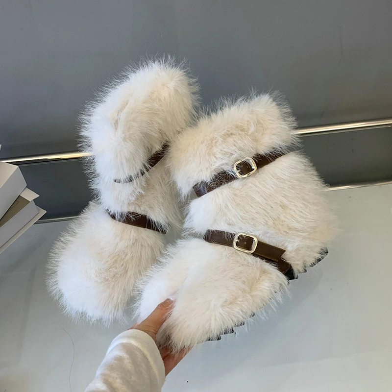 Ciepłe botki damskie na płaskiej podeszwie, ocieplane futrem, designerskie sneakersy, buty zimowe na co dzień, buty do chodzenia, botki Chelsea, krótkie botki damskie, model 2025.