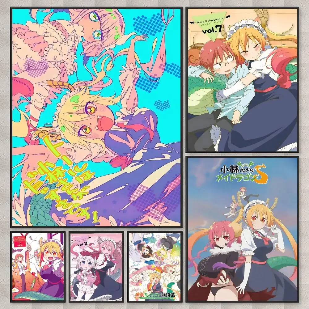 anime Miss Kobayashi's Dragon Maid Poster HD Printing Nordic Style Home Decor Wall Art for the Living Rooms Hallways Gift Giving