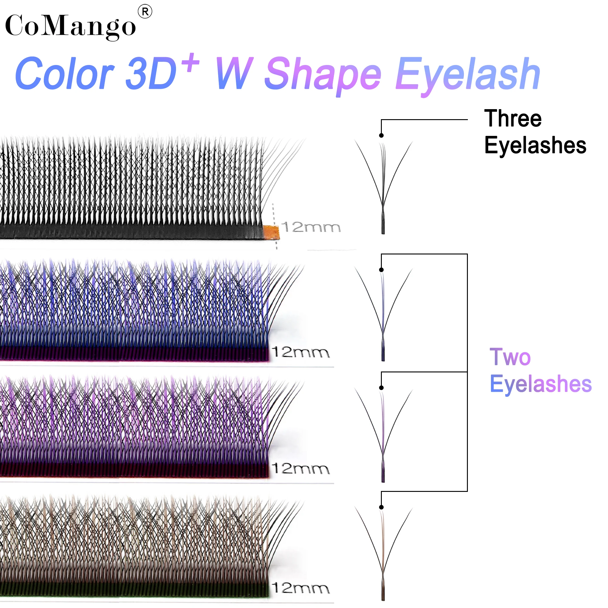 farbige W-förmige 3D Wimpernverlängerung Mix 8-15 hybride wispy Wimpern handgeflochtene farbige falsche Wimpern Kosmetik
