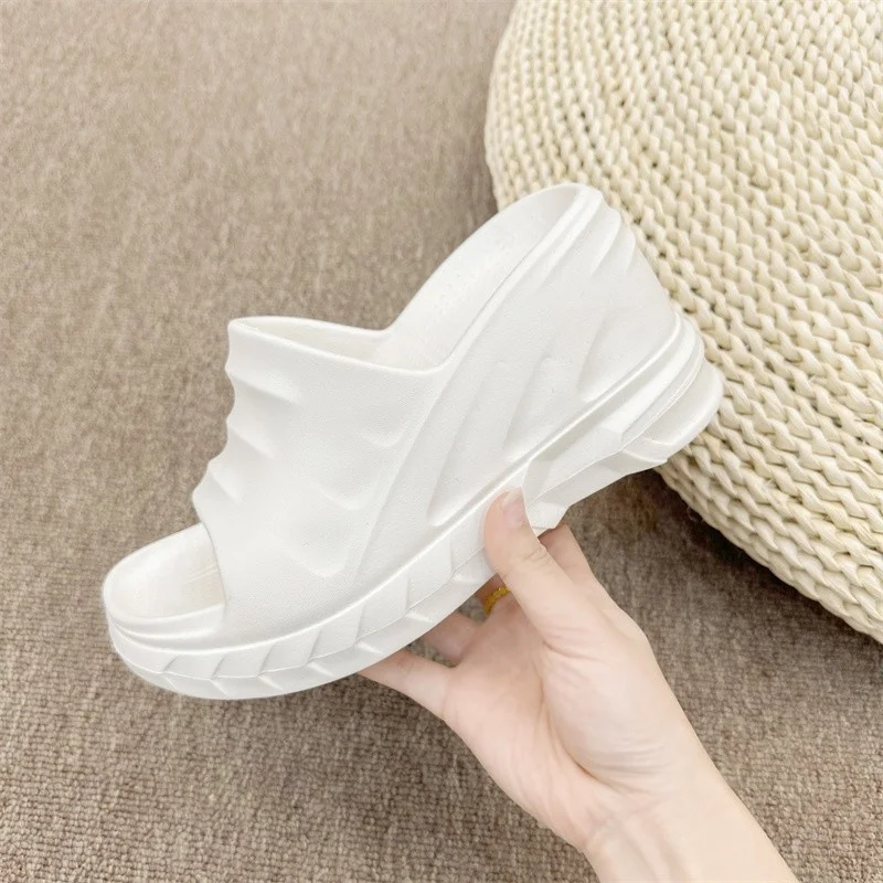 8cm Sloped Heels Women Slippers Platform Wedges Summer Casual Women Shoes Outdoor Comfortable Beach High Slipper Dress Sandals