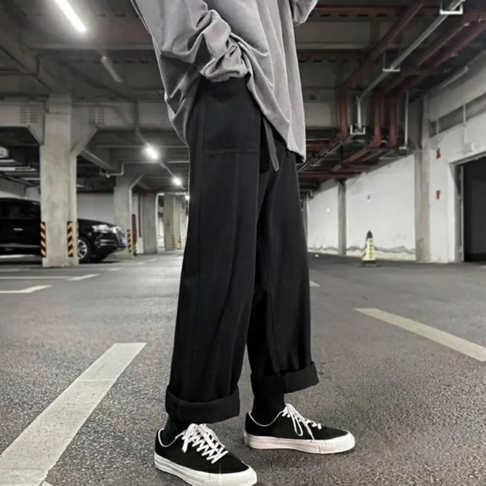 Celana kargo gaya Jepang pria, celana kargo Vintage pas badan dengan saku kaki lebar untuk Streetwear perjalanan luar ruangan kasual