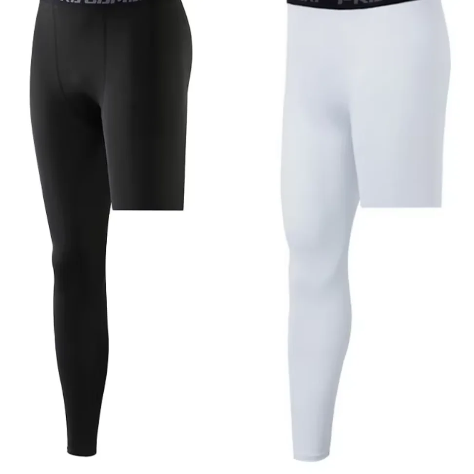 Men Compression Pants Base Layer Exercise Trousers Running Tight Sport Cropped One Leg Leggings Basketball Football Yoga Fitness