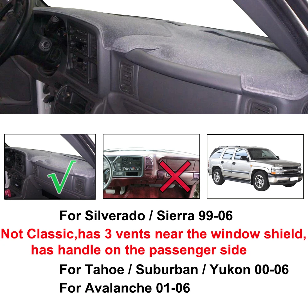 For Chevrolet Silverado 1500 2500 3500 1999 2000 2001 2002 - 2006 Dash Mat Dashboard Cover Pad Sun Shade Dash Board Cover Carpet