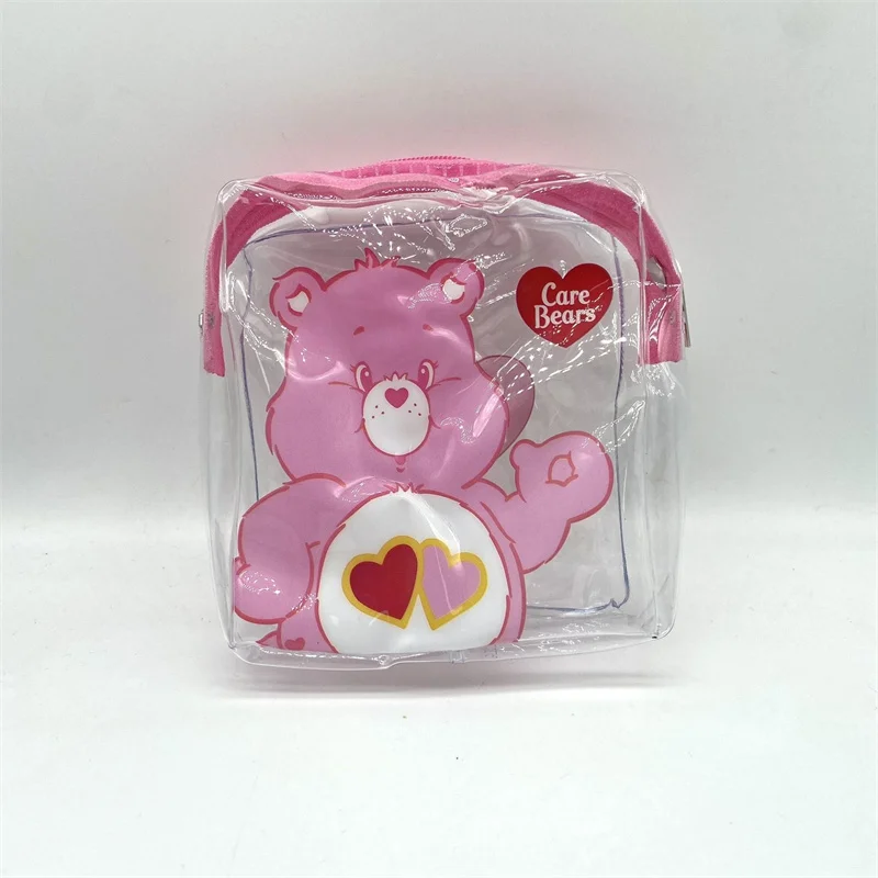 MINISO Care Bears Kawaii Anime Transparent Change Storage Bag Cute Cartoon Skincare Travel Storage Bag Key Bag Toys for Kids