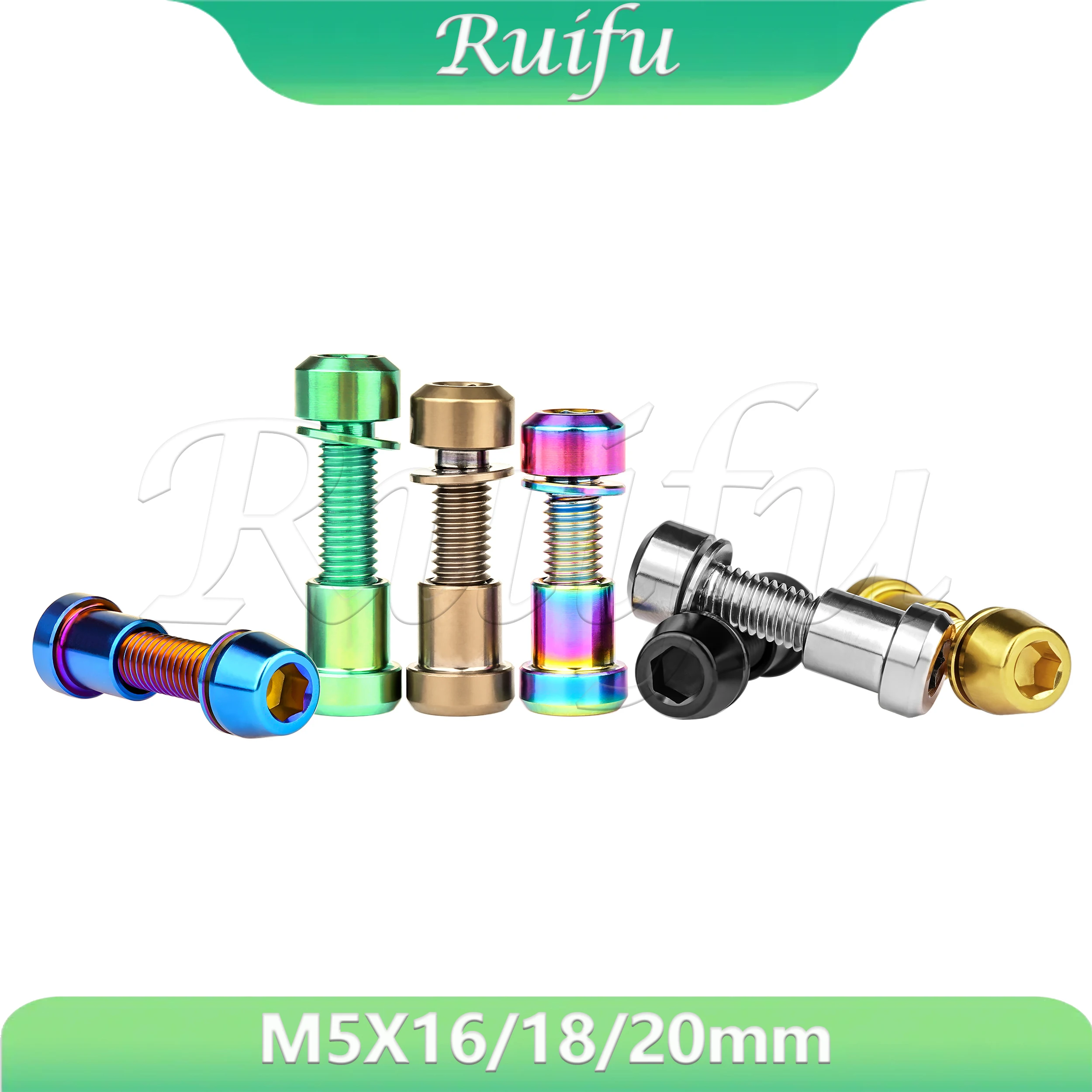 

Ruifu 2PCS Titanium Bolt M5x16/18/20mm Bicycle Stem Screws with Nuts for MTB Accessories