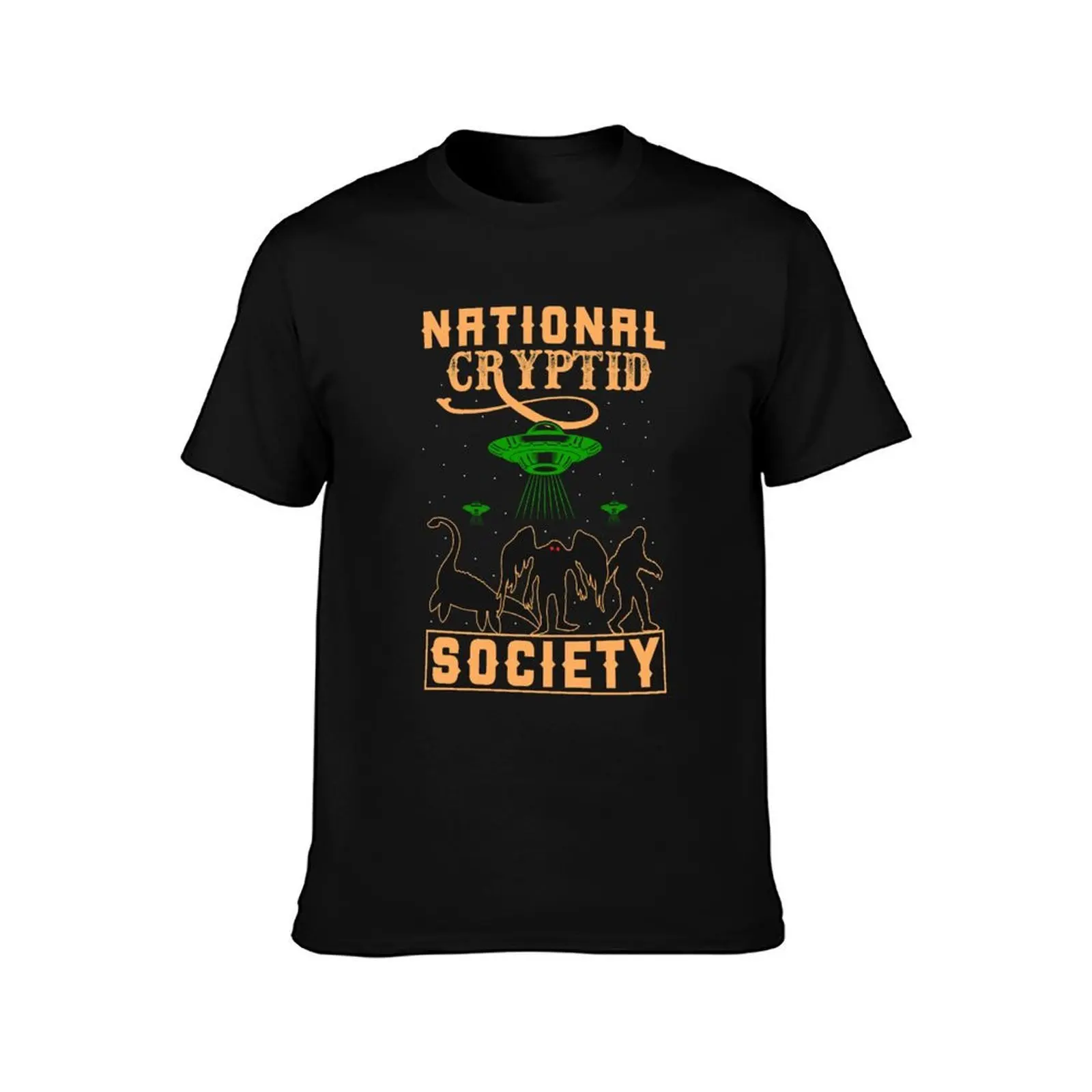 National Cryptid Society Creatures Conspiracy Funny Alien T-Shirt Basic Casual Short Sleeve Cotton Shirt T-Shirt
