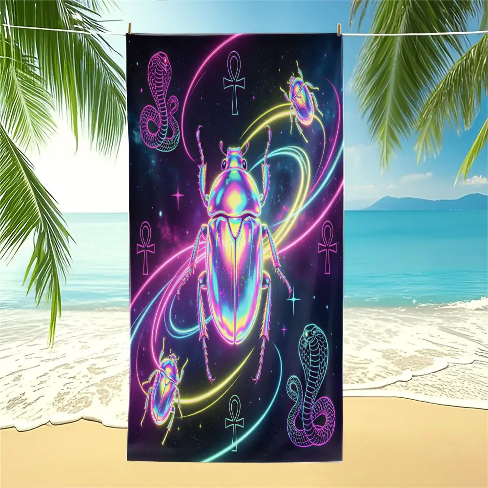 Scarab Cobra Ankh Digital Print Beach Towel Pool Towel Camping Towel Bath Towel Blanket Gothic Youth Beach Pool Camping Gear